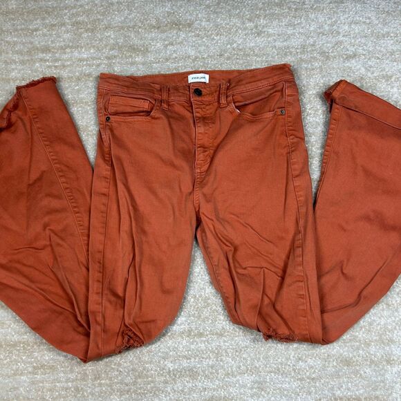 Sneak Peek Denim - Sneak Peek Jeans Womens 11 Flare Frayed Hem Distressed Rust Orange Bootcut